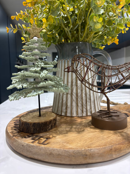 Felt Snowflake Christmas Tree on Wooden Base