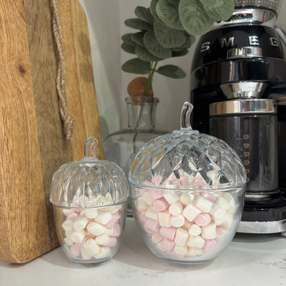 Glass acorn pot - set of two