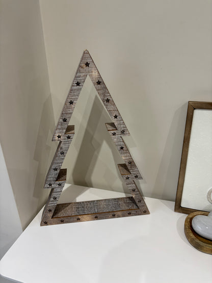 Beige Wooden LED Light up Christmas Trees - individual