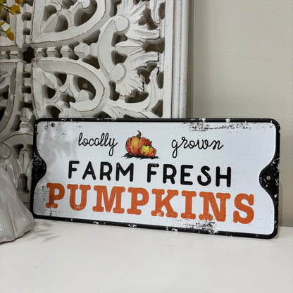 Farm Fresh metal pumpkin sign