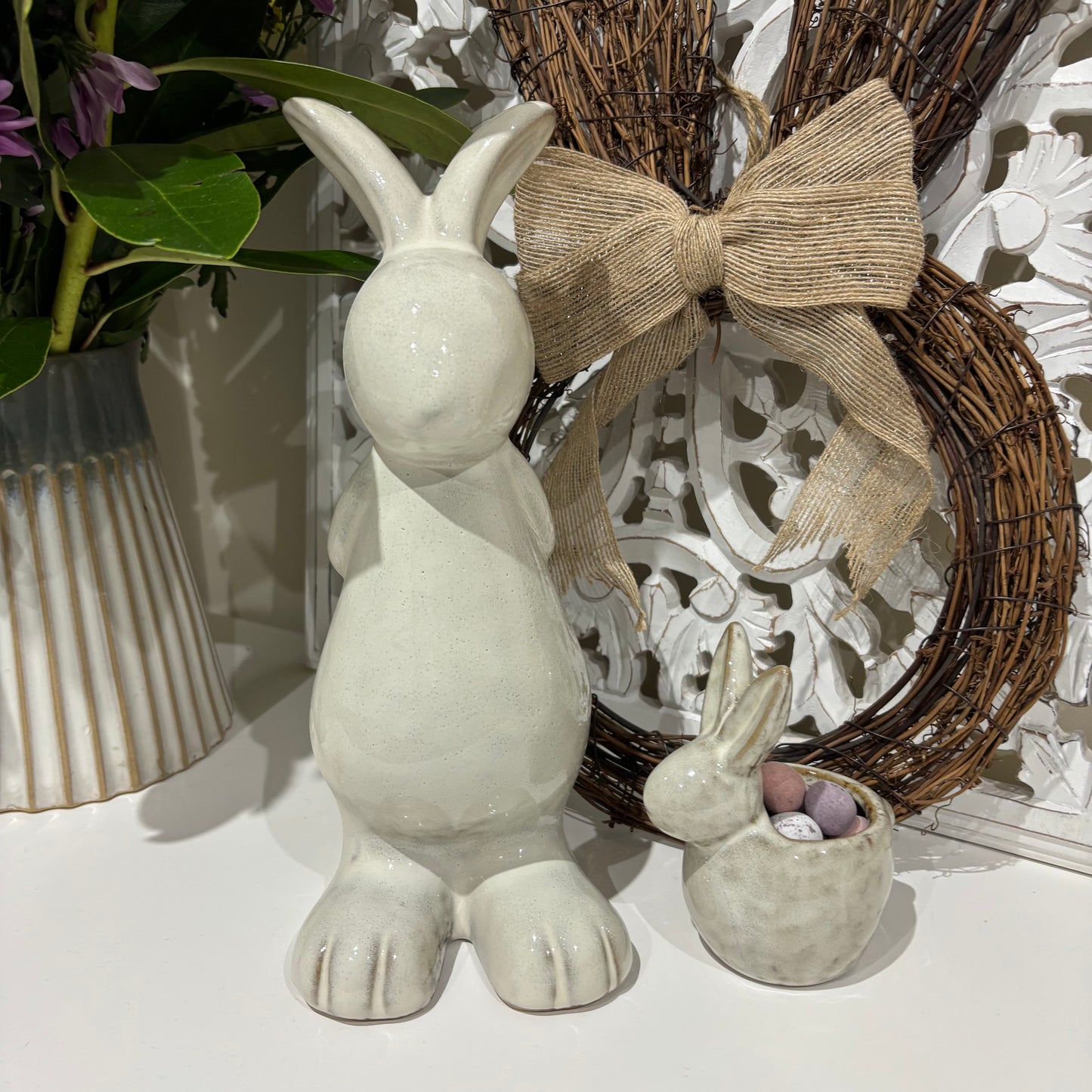 Ceramic Standing Rabbit Ornament – Natural Finish