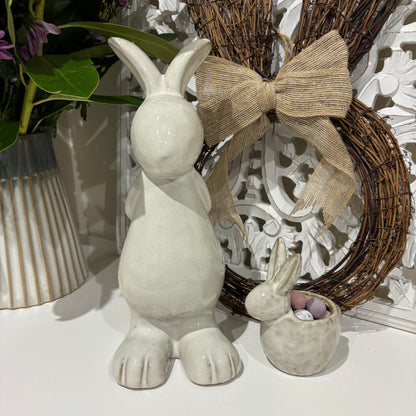 Ceramic Standing Rabbit Ornament – Natural Finish