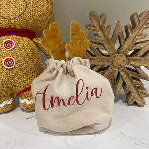 Reindeer Antler Velvet Bag - personalised