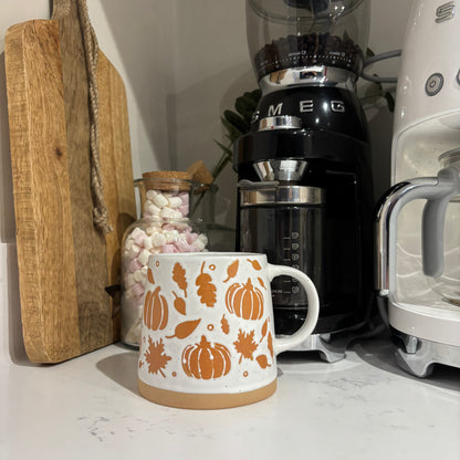 Orange and white pumpkin mug