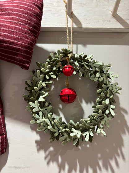 Felt Wreath with Bell Detail - 2 colours