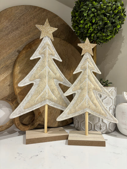 Cream Felt Standing Christmas Tree – 2 Sizes