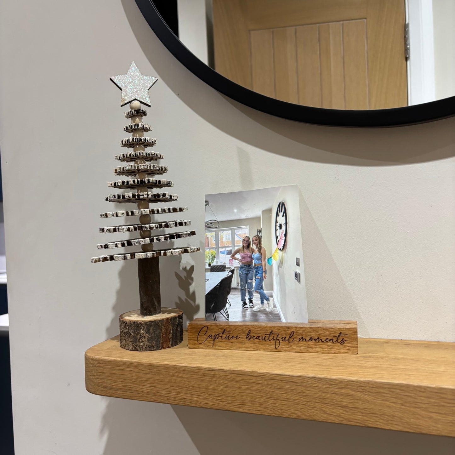 Tiered wood snowflake tree