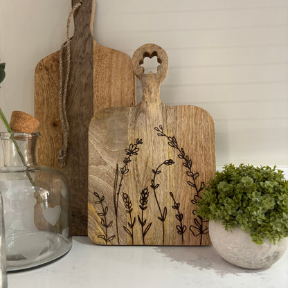 Floral Engraved Mango wood board