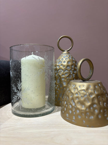 Ivy, Etched Snowflake Glass Tealight Holder