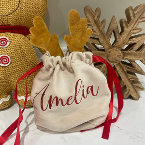 Reindeer Antler Velvet Bag - personalised