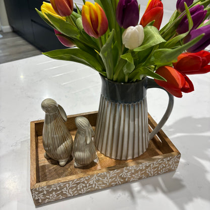 Beige Ribbed Standing Bunny - 2 sizes