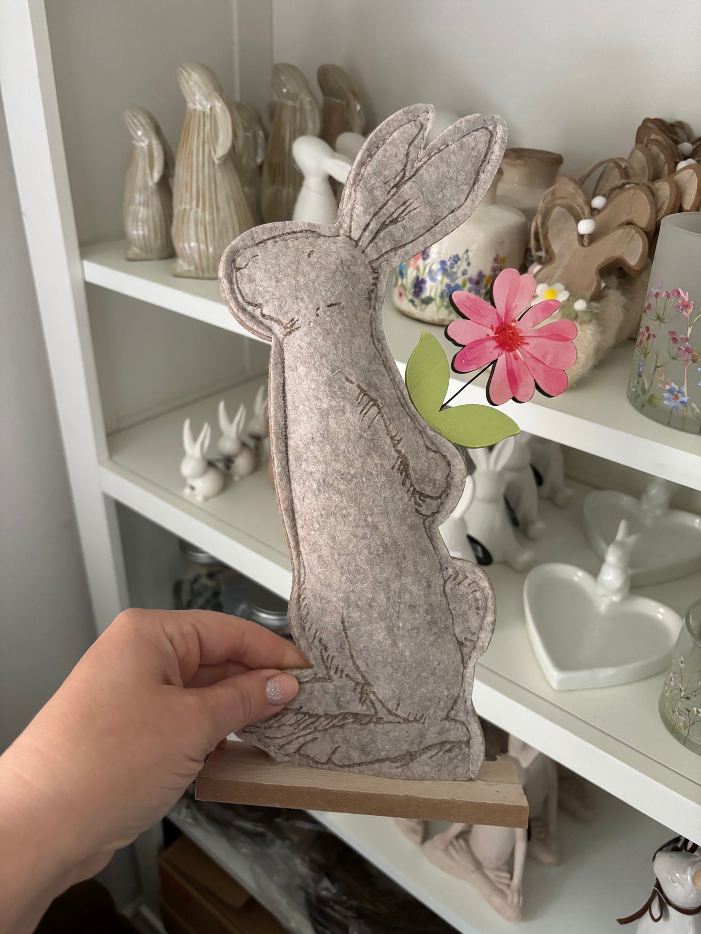 Felt Rabbit With Flower Decoration - two sizes