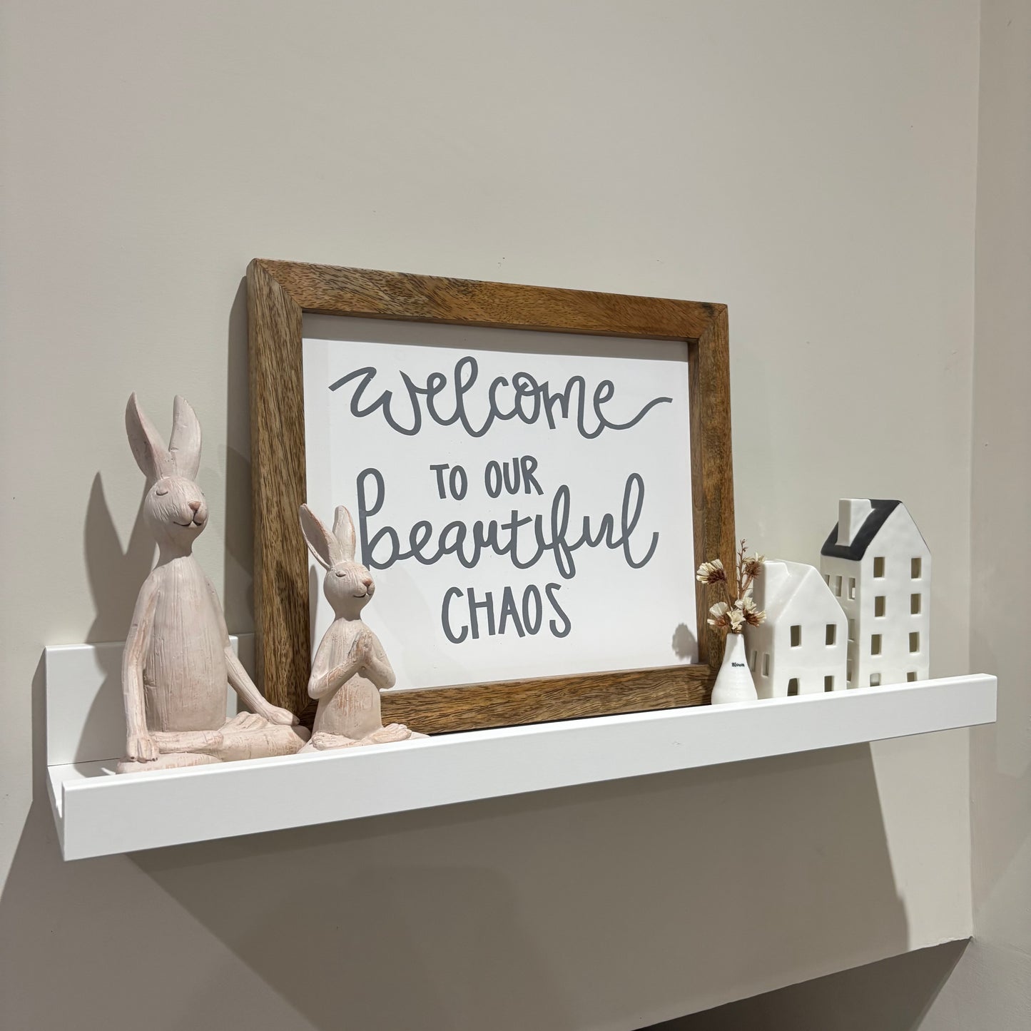 White Resin Sitting Bunny Rabbits