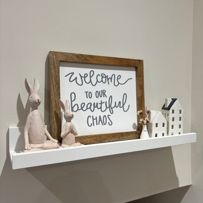 White Resin Sitting Bunny Rabbits