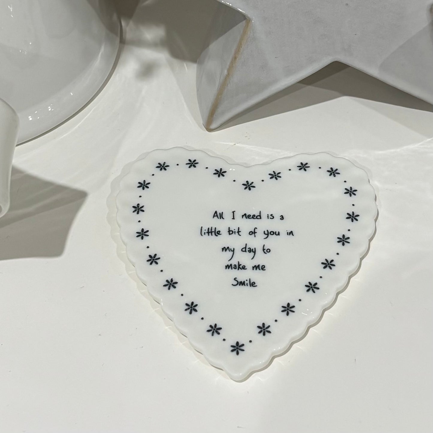 Scallop Heart Coaster – All I need is a little bit of you