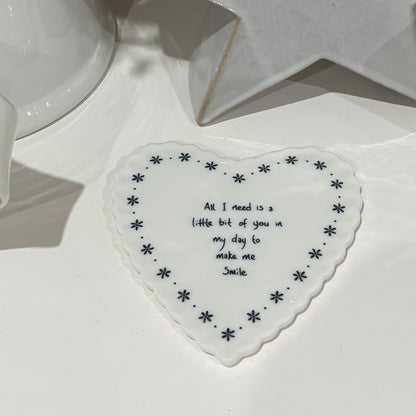 Scallop Heart Coaster – All I need is a little bit of you