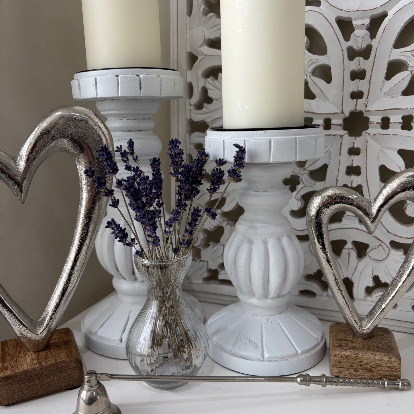 Whitewash rustic candle holder - 2 sizes