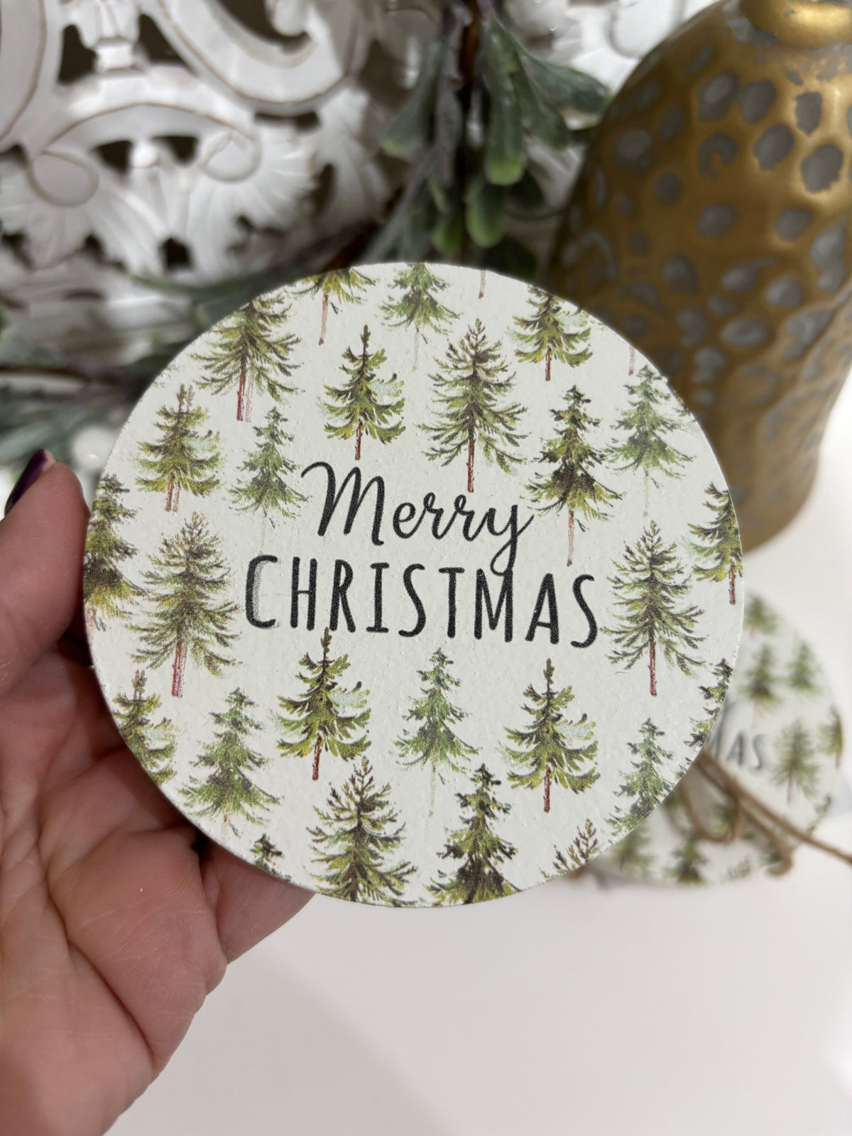 Merry Christmas Tree Coaster set
