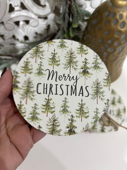Merry Christmas Tree Coaster set