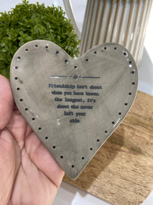 Friendship isn’t about whom you have known the longest Rustic heart Coaster