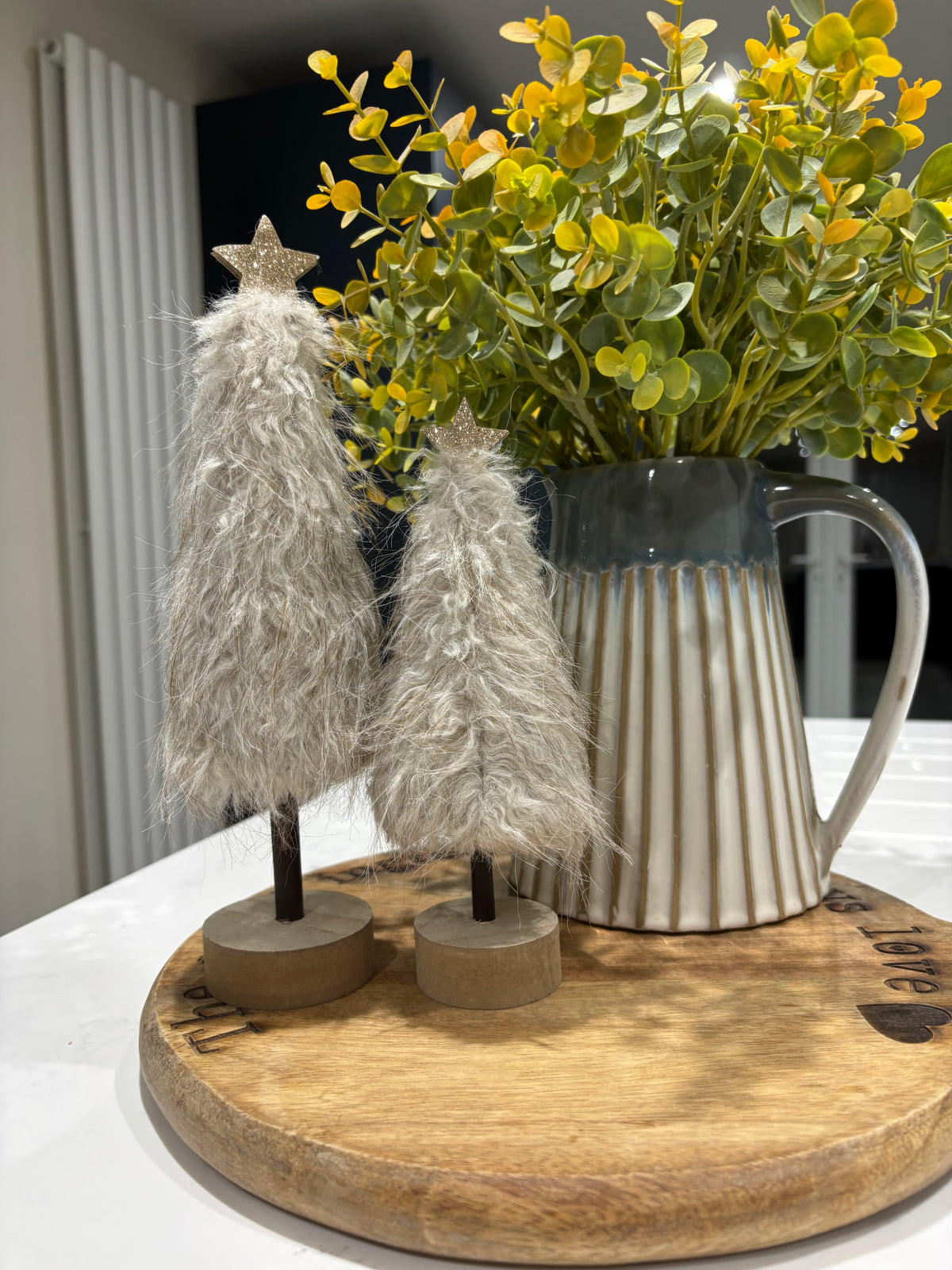 Fluffy Tree on Wood Base - 2 sizes