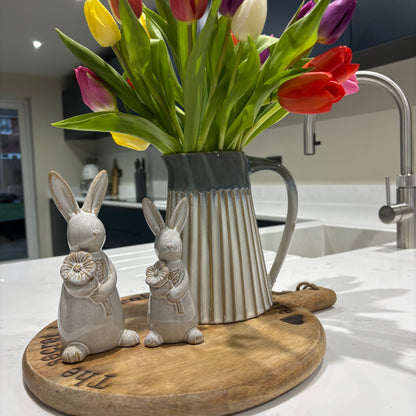 White rabbit with flower - 2 sizes