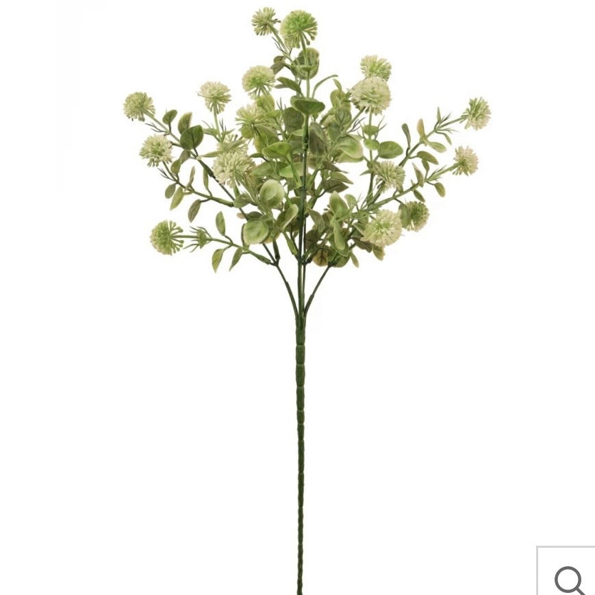 Faux Globe Ball Bunch – Green & White – 58cm