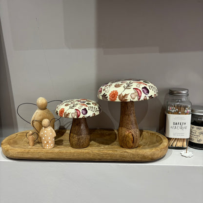 Autumnal mangowood mushrooms set of two