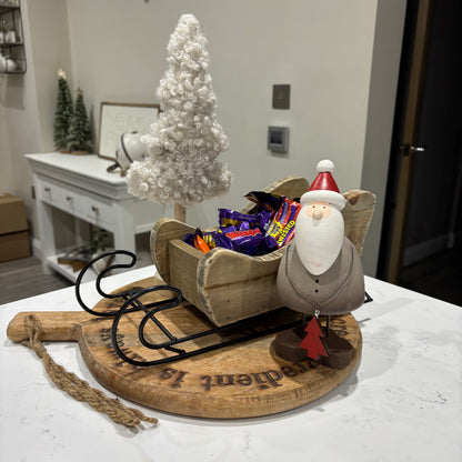 Boucle Fur tree with wood base