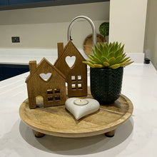 Load image into Gallery viewer, Natural Wooden House with Heart - Set of 2