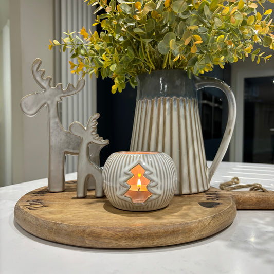 Neutral Tone Tree cut out tealight holder