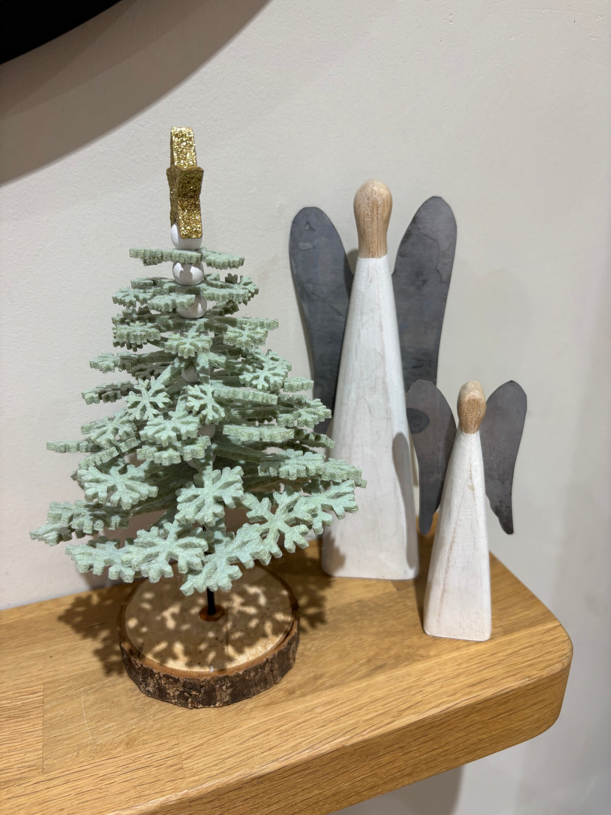 Felt Snowflake Christmas Tree on Wooden Base