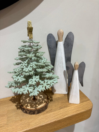 Felt Snowflake Christmas Tree on Wooden Base