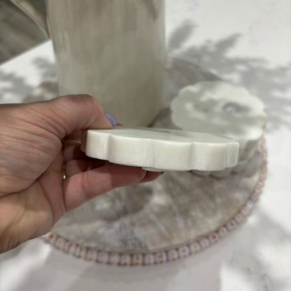 Adai, White Marble Scallop Coasters, Set of 4