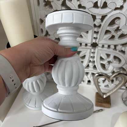 Whitewash rustic candle holder - 2 sizes