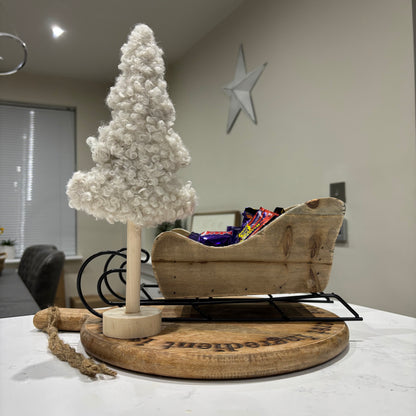 Boucle Fur tree with wood base