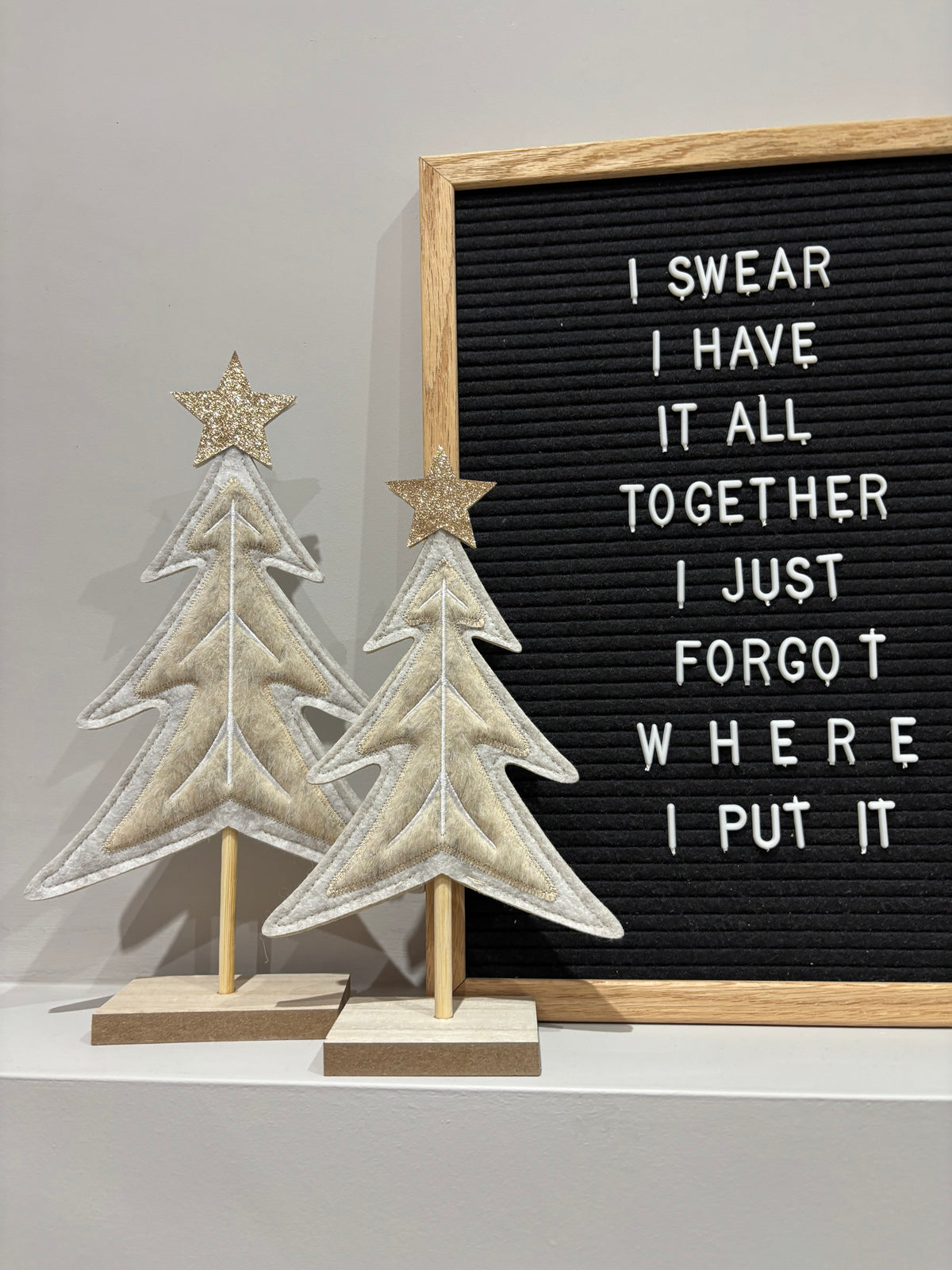 Cream Felt Standing Christmas Tree – 2 Sizes