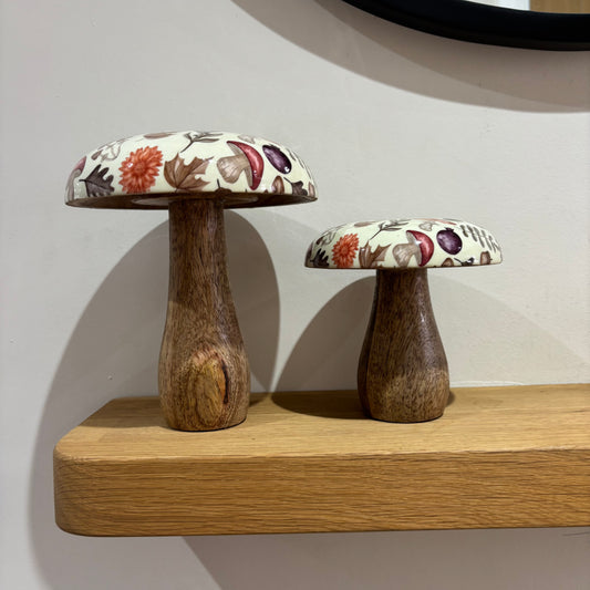 Autumnal mangowood mushrooms set of two