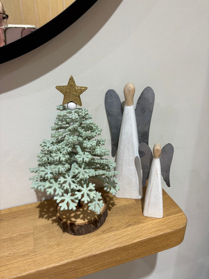 Felt Snowflake Christmas Tree on Wooden Base