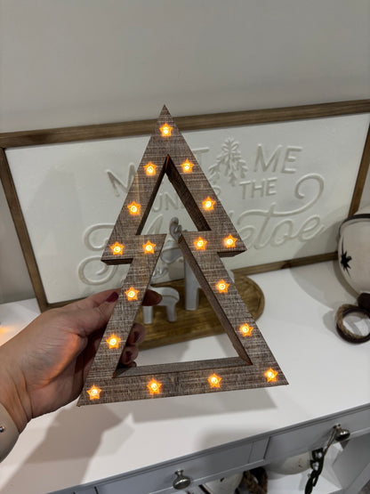 Beige Wooden LED Light up Christmas Trees - individual