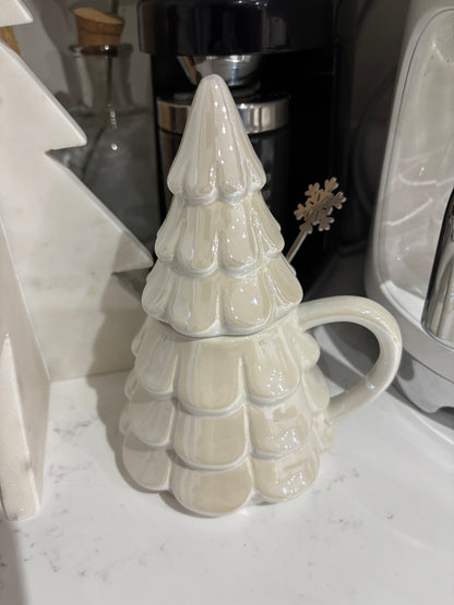 Iridescent Christmas Tree Mug & Snowflake Spoon Set