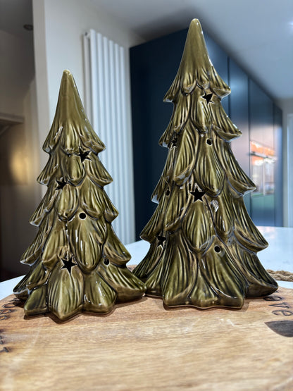Green LED Ceramic Christmas Tree Decoration