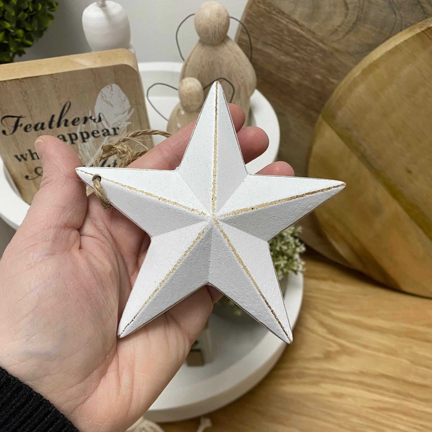 White Washed Wooden Star 12cm