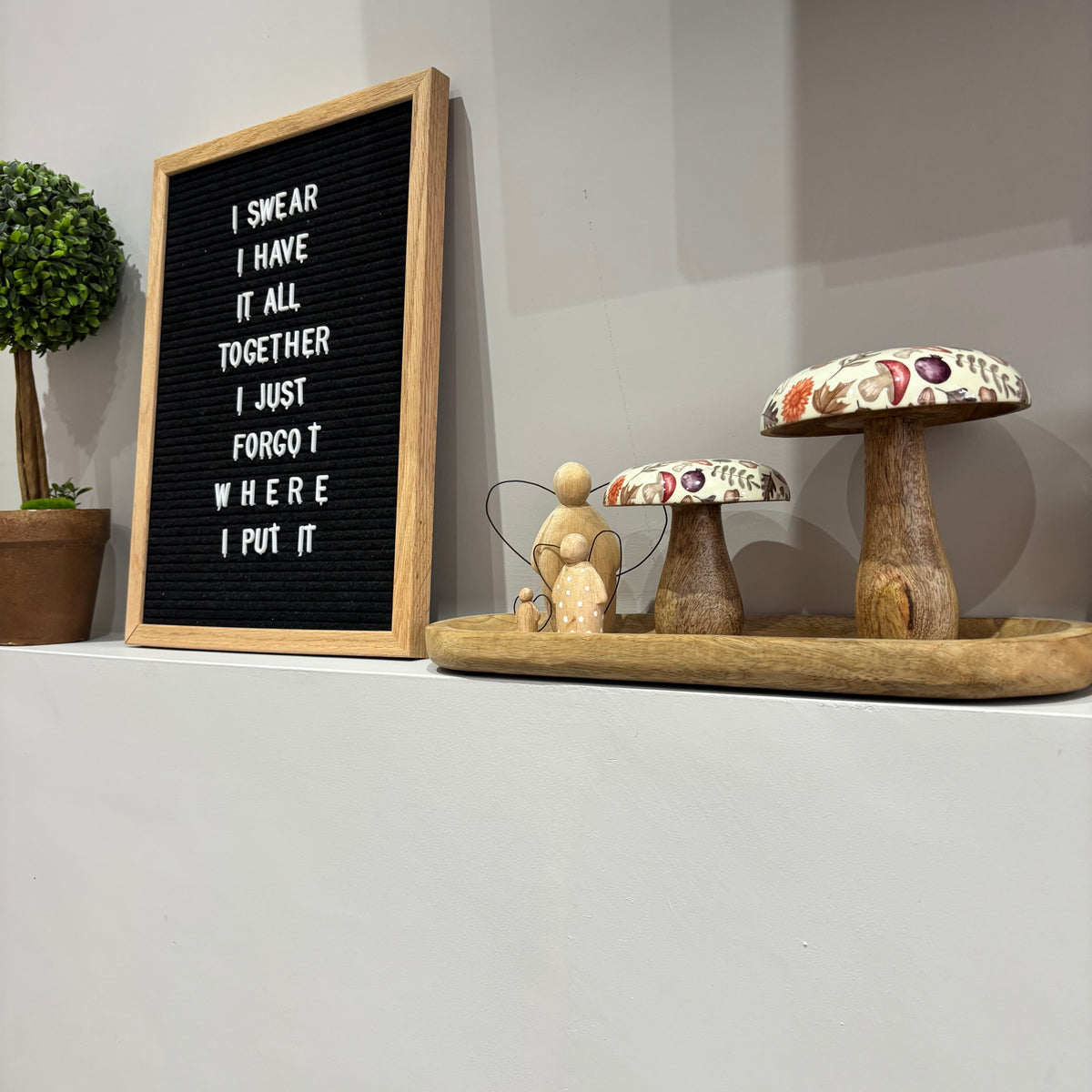 Autumnal mangowood mushrooms set of two