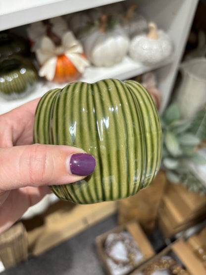 Green Porcelain Pumpkin Candle Holder