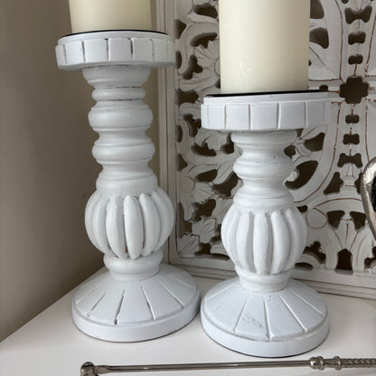 Whitewash rustic candle holder - 2 sizes