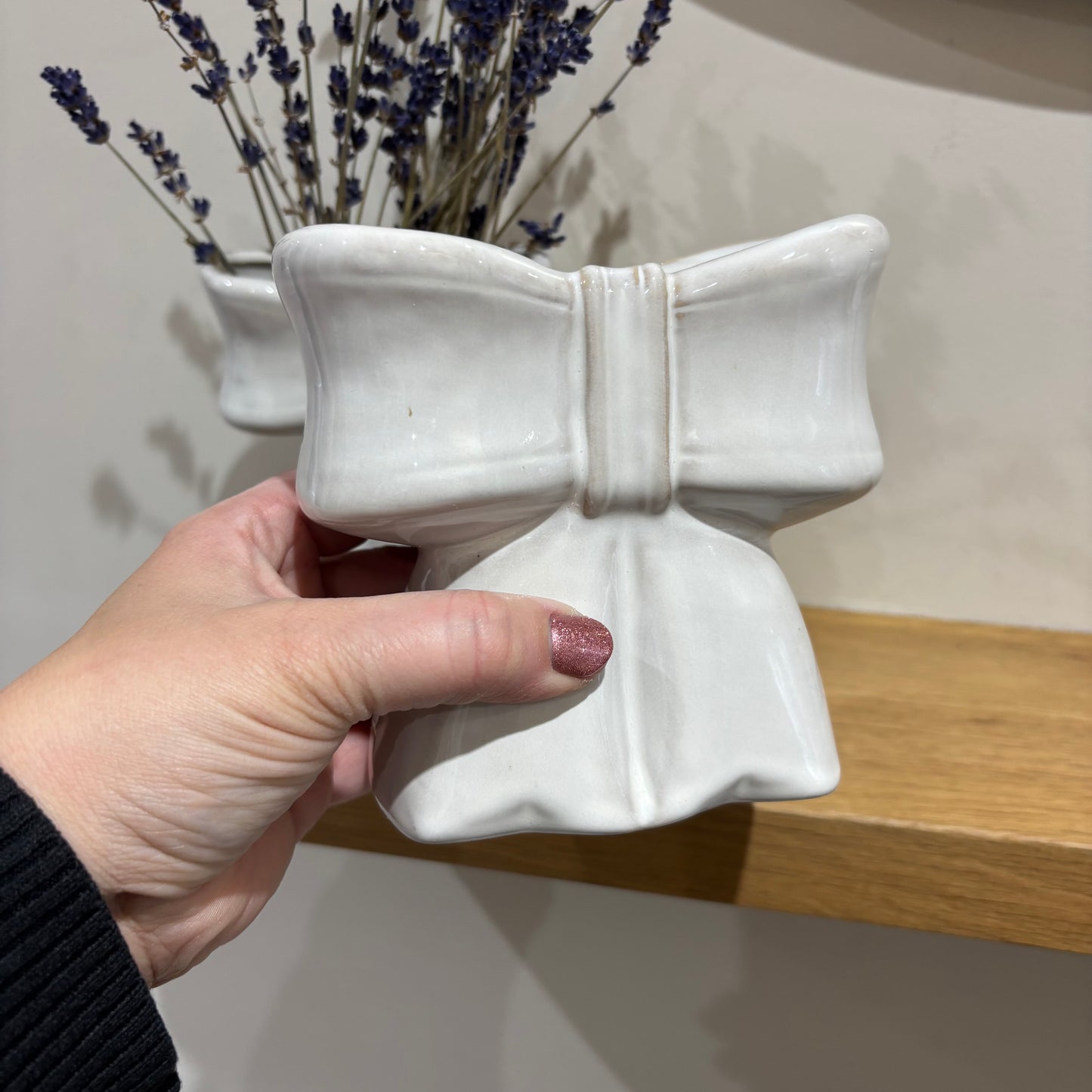 White Ceramic Bow Vase - 2 sizes