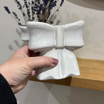White Ceramic Bow Vase - 2 sizes