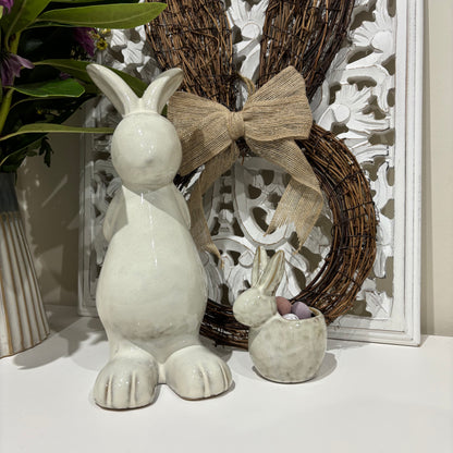 Ceramic Standing Rabbit Ornament – Natural Finish