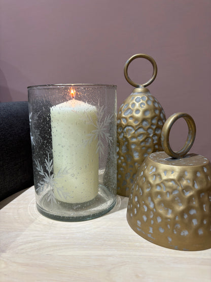 Ivy, Etched Snowflake Glass Tealight Holder
